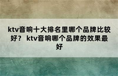 ktv音响十大排名里哪个品牌比较好？ ktv音响哪个品牌的效果最好